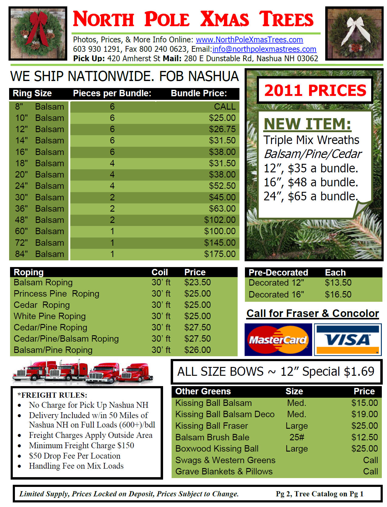 Wholesale Wreath Prices 2011