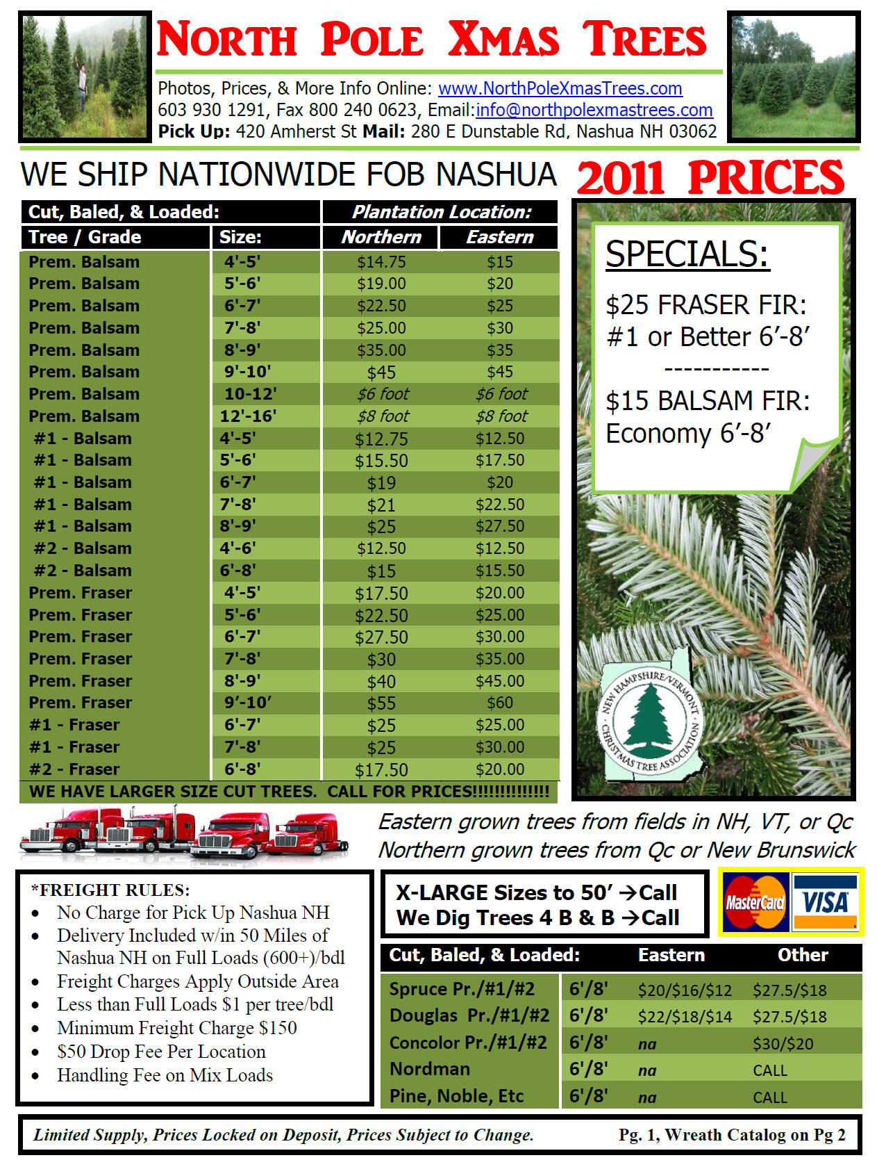 wholesale christmas tree pricelist